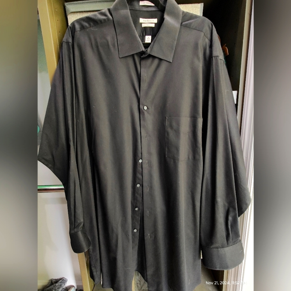 Mens Van Heusen Dress Shirt - Big and Tall - Black 19 35/36